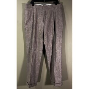 TSE Wool Cashmere Mens Dress Pants Brown Pleated Cuffed Sz 38x30 Luxury Comfort